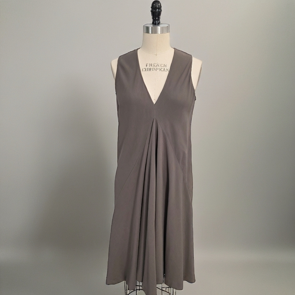Rick Owens Chic Taupe Sleeveless Draped Dress Flowy Size M/6 - Picture 2 of 11